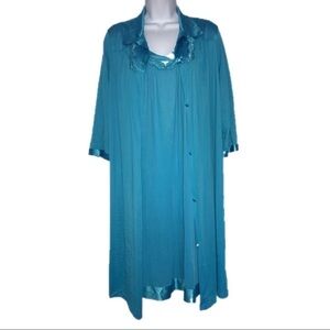 2pc Vanity Fair Nylon Nightgown Button Robe Set S